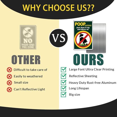ziyue 2 Pack Reflective No Pooping Dog Signs for Yard, Aluminum Please Pick Up Your Dog Poop Sign, No Dog Poop Signs for Yard Park Grass Lawn 22*33cm in Kuwait