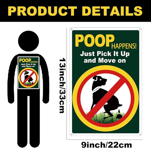 ziyue 2 Pack Reflective No Pooping Dog Signs for Yard, Aluminum Please Pick Up Your Dog Poop Sign, No Dog Poop Signs for Yard Park Grass Lawn 22*33cm in Kuwait