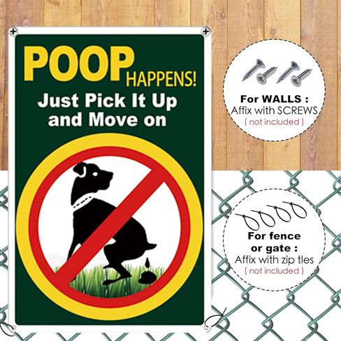 ziyue 2 Pack Reflective No Pooping Dog Signs for Yard, Aluminum Please Pick Up Your Dog Poop Sign, No Dog Poop Signs for Yard Park Grass Lawn 22*33cm in Kuwait