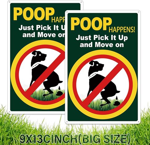ziyue 2 Pack Reflective No Pooping Dog Signs for Yard, Aluminum Please Pick Up Your Dog Poop Sign, No Dog Poop Signs for Yard Park Grass Lawn 22*33cm in Kuwait