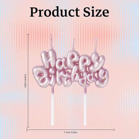 شموع عيد ميلاد سعيد للكيك، شموع عيد ميلاد وردية للنساء والفتيات، شموع كعكة عيد الميلاد، شموع حروف مع رقائق ذهبية، أعلى الكعكة للفتيات والنساء، لوازم تزيين حفلات أعياد الميلاد in Kuwait
