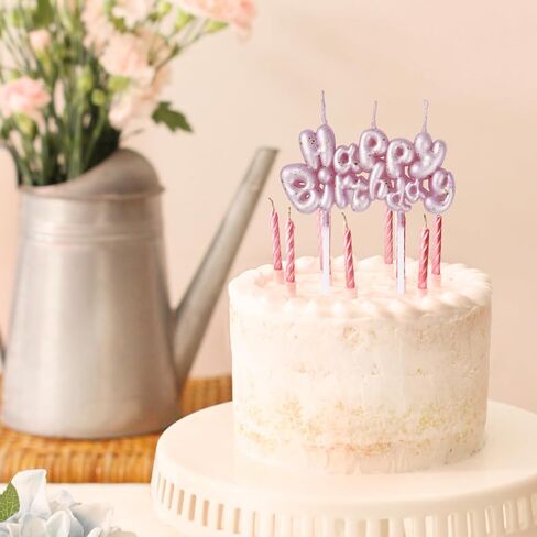 شموع عيد ميلاد سعيد للكيك، شموع عيد ميلاد وردية للنساء والفتيات، شموع كعكة عيد الميلاد، شموع حروف مع رقائق ذهبية، أعلى الكعكة للفتيات والنساء، لوازم تزيين حفلات أعياد الميلاد in Kuwait