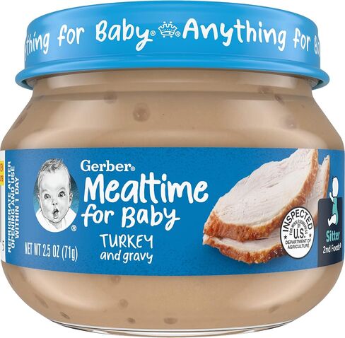 Gerber Mealtime for Baby 2nd Foods Baby Food Jar, Non-GMO Pureed Baby Food with Essential Nutrients (Turkey) in Saudi Arabia