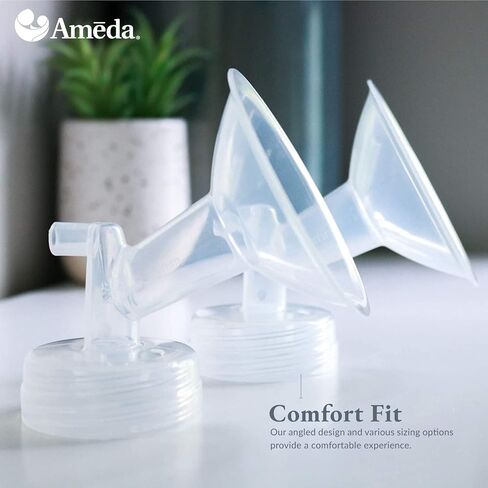 Ameda MYA Breast Pump Replacement Flanges 24mm, Comfort Fit Angled Flange, 2 Count (1 Pair) | Discontinued | NOT Compatible with The MYA Joy or MYA Joy Plus in Saudi Arabia