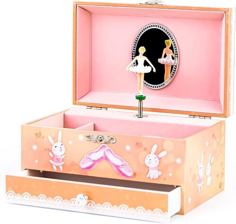 Girl's Ballerina Musical Jewelry Box - Kid's Storage Box with The Waltz of the Flowers Music with Pullout Drawer, Ballet and Forest Bunny Jewelry Box in Kuwait