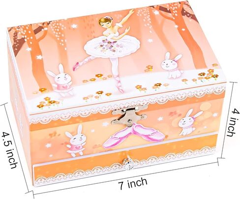 Girl's Ballerina Musical Jewelry Box - Kid's Storage Box with The Waltz of the Flowers Music with Pullout Drawer, Ballet and Forest Bunny Jewelry Box in Kuwait