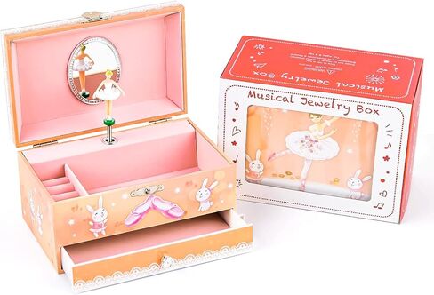 Girl's Ballerina Musical Jewelry Box - Kid's Storage Box with The Waltz of the Flowers Music with Pullout Drawer, Ballet and Forest Bunny Jewelry Box in Kuwait