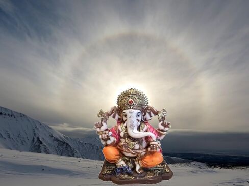 لايت اهيد تمثال متعدد الالوان للورد غانيش جانباتي الفيل الهندوسي غانيشا الله مصنوع من مسحوق الرخام في الهند in Kuwait