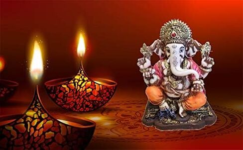 لايت اهيد تمثال متعدد الالوان للورد غانيش جانباتي الفيل الهندوسي غانيشا الله مصنوع من مسحوق الرخام في الهند in Kuwait