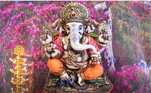 لايت اهيد تمثال متعدد الالوان للورد غانيش جانباتي الفيل الهندوسي غانيشا الله مصنوع من مسحوق الرخام في الهند in Kuwait