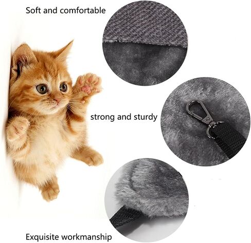 YOGURTCK Reversible Hanging Cat Hammock Warm Bed with Adjustable Straps and Metal Clasps Resting Sleepy Pad, Fit Kitten Puppy Small Animals Sleeping and Playing Cozy Activity Fun Pet Supplies - Gray in Kuwait