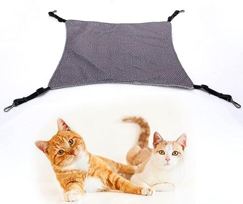 YOGURTCK Reversible Hanging Cat Hammock Warm Bed with Adjustable Straps and Metal Clasps Resting Sleepy Pad, Fit Kitten Puppy Small Animals Sleeping and Playing Cozy Activity Fun Pet Supplies - Gray in Kuwait