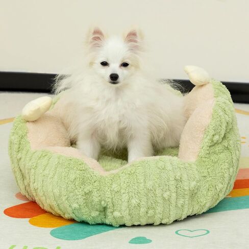 Hollypet Calming Cat Beds for Indoor Cats - Cute Cactus Pet Beds, Fluffy Puppy Bed, Non-Slip Extra Small Dog Bed, Green in Saudi Arabia