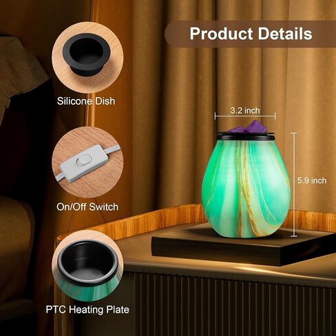 JOYOLO زجاج الشمع يذوب أكثر دفئا مع 7 ألوان LED تغيير ضوء الشمع الكهربائي الموقد للشمع المعطر الشمع ذوبان الشمع للمنزل مكتب هدية الروائح العلاجية (برتقالي أزرق) in Kuwait