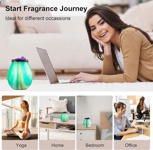 JOYOLO زجاج الشمع يذوب أكثر دفئا مع 7 ألوان LED تغيير ضوء الشمع الكهربائي الموقد للشمع المعطر الشمع ذوبان الشمع للمنزل مكتب هدية الروائح العلاجية (برتقالي أزرق) in Kuwait