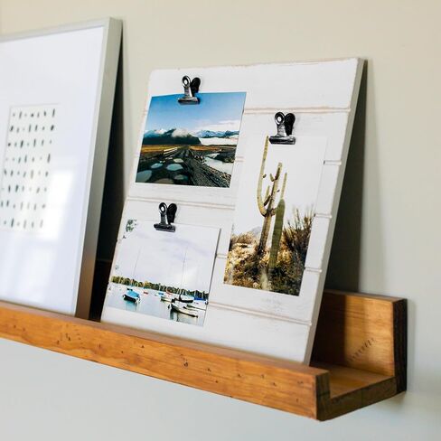 الحد الأدنى | لوحة عرض الصور Shiplap - إطار صورة مع مشابك لـ 3 صور (ثلاثة مقاس 4x6 أو اثنتان مقاس 4x6 مع واحدة مقاس 5x7)، مجموعة صور سهلة التغيير السريع، يمكن تعليقها على الحائط أو الوقوف على سطح الطاولة (أسود ريفي) in Kuwait