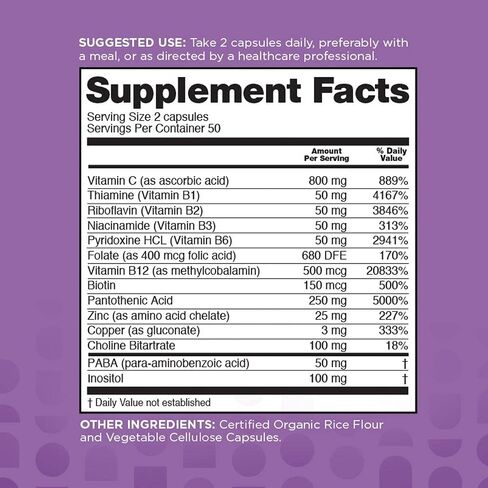 كبسولات نباتية نقية - مضادات أكسدة عالية الفعالية B-Complex 100 كبسولة نباتية 134147 in Kuwait
