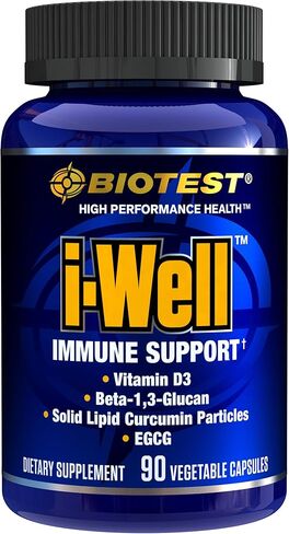 I-Well Immune Support Supplement Strengthens and Maintains Healthy Immunity – Beta Glucan, Turmeric Micellar Curcumin, Microencapsulated Vitamin D3, EGCG - 90 Vegetable Capsules in Kuwait