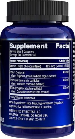 I-Well Immune Support Supplement Strengthens and Maintains Healthy Immunity – Beta Glucan, Turmeric Micellar Curcumin, Microencapsulated Vitamin D3, EGCG - 90 Vegetable Capsules in Kuwait