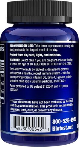 I-Well Immune Support Supplement Strengthens and Maintains Healthy Immunity – Beta Glucan, Turmeric Micellar Curcumin, Microencapsulated Vitamin D3, EGCG - 90 Vegetable Capsules in Kuwait