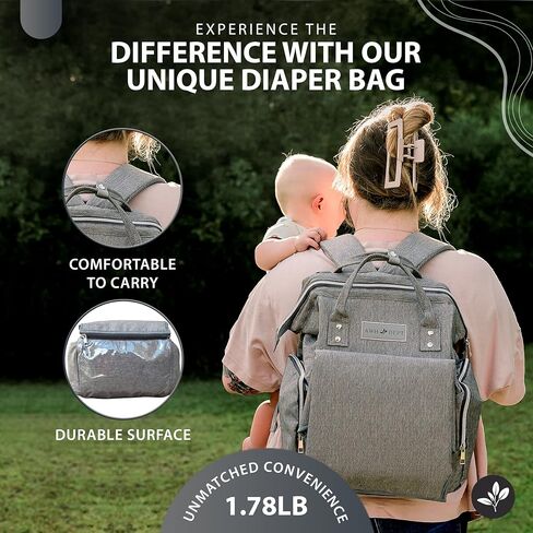 حقيبة حفاضات AWH Dept مع وسادة تغيير - حقيبة ظهر كبيرة لحفاضات السفر لجميع مستلزمات الأطفال والحفاضات - حقيبة ظهر مقاومة للماء مع وسادة تغيير محمولة (رمادي) in Kuwait