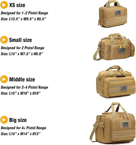 DBTAC Gun Case Bag Deluxe Middle Size | Tactical 2~4 Pistol Bag Firearm Shooting Case with Lockable Zipper for Shooting Range Outdoor Hunting | US Flag Patch + MOLLE Pouch + Universal Holster Included in Kuwait