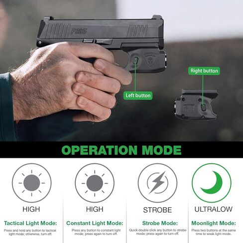 WARRIORLAND Mini Gun Light مصمم خصيصًا: Sig Sauer P365 / P365X / P365 XL Pistol، 150 Lumens Sig P365 Handgun Light، Rail Mount LED التكتيكية مصباح يدوي SL-1 in Kuwait