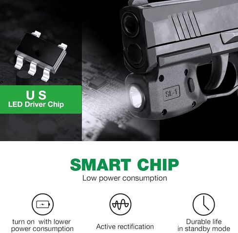 WARRIORLAND Mini Gun Light مصمم خصيصًا: Sig Sauer P365 / P365X / P365 XL Pistol، 150 Lumens Sig P365 Handgun Light، Rail Mount LED التكتيكية مصباح يدوي SL-1 in Kuwait