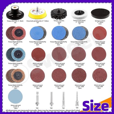 Swpeet 131Pcs 2 Inch Sanding Discs Accessories Set, Wool Discs Flap Discs Nylon Sanding Disc Zirconium Oxide Discs Aluminium Oxide Discs with Holder for Grind Polish Burr Finish Rust Paint Removal Kit in Saudi Arabia