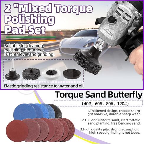 Swpeet 131Pcs 2 Inch Sanding Discs Accessories Set, Wool Discs Flap Discs Nylon Sanding Disc Zirconium Oxide Discs Aluminium Oxide Discs with Holder for Grind Polish Burr Finish Rust Paint Removal Kit in Saudi Arabia