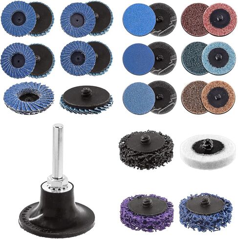 Swpeet 131Pcs 2 Inch Sanding Discs Accessories Set, Wool Discs Flap Discs Nylon Sanding Disc Zirconium Oxide Discs Aluminium Oxide Discs with Holder for Grind Polish Burr Finish Rust Paint Removal Kit in Saudi Arabia