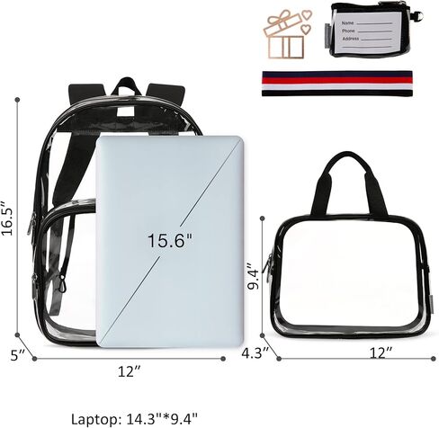 حقيبة ظهر شفافة من mommore حقيبة كتب شفافة متينة للمدرسة والعمل والأمن in Kuwait