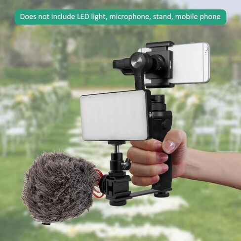 Rigych Triple Cold Shoe Mount Adapter with Ball Head 1/4" Hotshoe Camera Mount Adapter 360 Degree Rotatable, Video Light Microphone Mount for DJI OM 4/OSMO Mobile3/Zhiyun Smooth q 4 Gimbal Stabilizer in Saudi Arabia