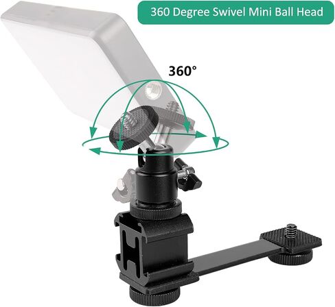 Rigych Triple Cold Shoe Mount Adapter with Ball Head 1/4" Hotshoe Camera Mount Adapter 360 Degree Rotatable, Video Light Microphone Mount for DJI OM 4/OSMO Mobile3/Zhiyun Smooth q 4 Gimbal Stabilizer in Saudi Arabia