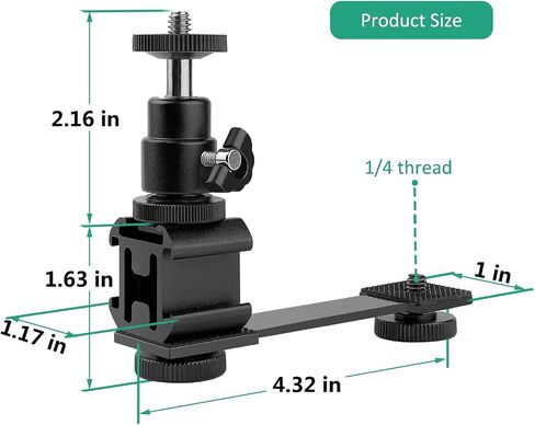 Rigych Triple Cold Shoe Mount Adapter with Ball Head 1/4" Hotshoe Camera Mount Adapter 360 Degree Rotatable, Video Light Microphone Mount for DJI OM 4/OSMO Mobile3/Zhiyun Smooth q 4 Gimbal Stabilizer in Saudi Arabia