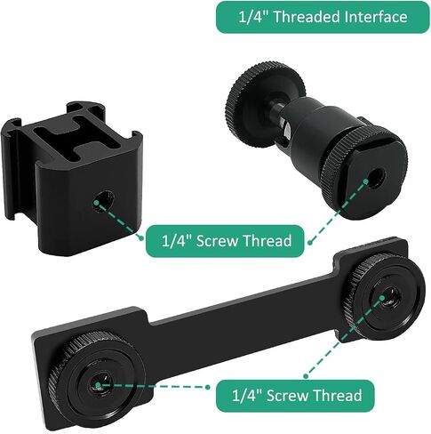 Rigych Triple Cold Shoe Mount Adapter with Ball Head 1/4" Hotshoe Camera Mount Adapter 360 Degree Rotatable, Video Light Microphone Mount for DJI OM 4/OSMO Mobile3/Zhiyun Smooth q 4 Gimbal Stabilizer in Saudi Arabia