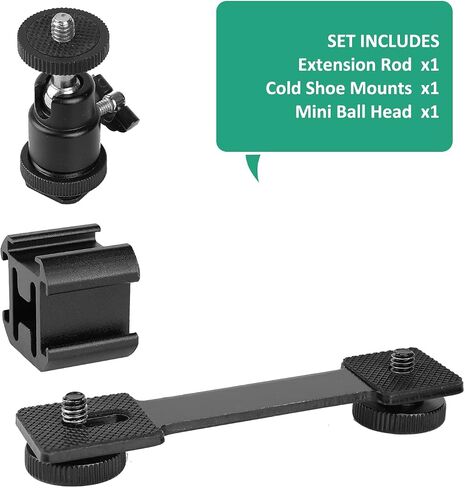 Rigych Triple Cold Shoe Mount Adapter with Ball Head 1/4" Hotshoe Camera Mount Adapter 360 Degree Rotatable, Video Light Microphone Mount for DJI OM 4/OSMO Mobile3/Zhiyun Smooth q 4 Gimbal Stabilizer in Saudi Arabia
