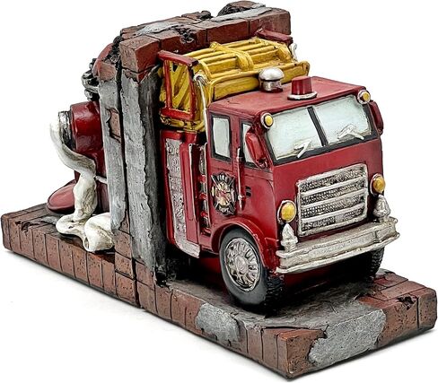 Bellaa Decorative Books Bookends Vintage Antique Fire Truck Engine Brigade Wagon Book Ends Holder Heavy Stoppers Bookshelf Shelves to Hold Books Library Shelf Dividers Home Decor in Saudi Arabia