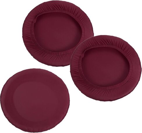 PATIKIL 9.5" Round Bar Stool Cover, 3 Pack Elastic Bar Stool Cover Washable Seat Cushion for Diameter 11"-16" Chair, Wine Red in Kuwait