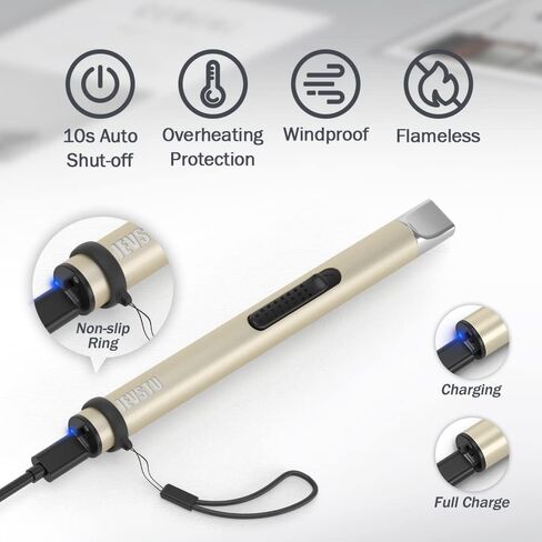 ولاعة شمعة، ولاعة كهربائية قابلة لإعادة الشحن عبر USB، ولاعة بلازما عديمة اللهب مقاومة للرياح، عصا طويلة مع حبل وحلقة، بدون سائل البيوتان، مثالية للشموع والشواء والتخييم وموقد المطبخ، فضي in Saudi Arabia