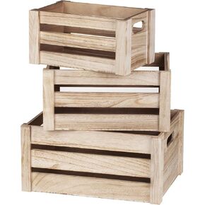 مجموعة صناديق تخزين خشبية من أوزياس مكونة من 3، صناديق تعشيش حديثة للمزرعة بمقابض وفنون وحرف يدوية، صندوق ديكور، ديكور مزرعة لغرفة المعيشة والحمام والمطبخ وغرفة النوم in Kuwait