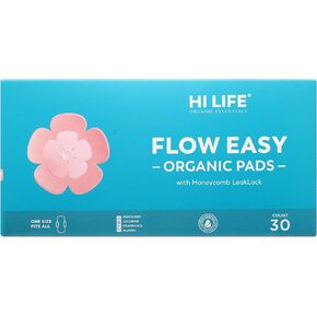 هاي لايف فوط عضوية | فوط صحية | فوط للنساء | بين عشية وضحاها والتدفق الثقيل | فائقة الامتصاص مع كيس التخلص من النفايات القابل للتحلل البيولوجي وهيكل قفل فريد على شكل قرص العسل لفترات خالية من الطفح الجلدي - عبوة من 30 قطعة in Kuwait