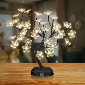 Cherry Blossom Bonsai Tree Light 18IN Tree Lamp with 36 Acrylic LED Japanese Cherry Blossom Decor for Indoor and Outdoor Adapter Plug in/ Battery Powered Tabletop Lamp UL Listed Warm White in Kuwait