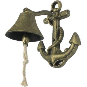 Hampton Nautical Rustic Silver Wall Mounted Anchor Hanging Bell 8" - Vintage Cast Iron Decoration - Metal Wall Decor in Kuwait