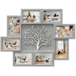 Hello Laura - 4x6 Collage Family Tree picture frames Wall Decor Display 8 Opening Photos Collage Frame for Wall with Tree Decor for Home Bedroom - Black in Kuwait