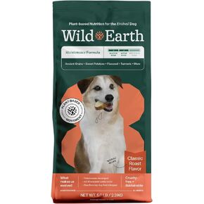 Wild Earth Vegan Dry Dog Food | Plant-Based Maintenance Formula | Vegetarian, Allergy Relief, Veterinarian-Developed for Complete Nutrition | Golden Rotisserie Flavor, 28 Pound Bag in Kuwait