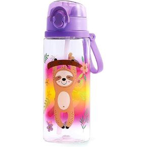 Home Tune Cute Water Bottle for School Kids Girls Boys, Soft Silicone Straw & BPA FREE & Leak Proof One Click Open Flip Top & Easy Clean & Soft Carry Loop, 24oz / 700ml - Unicorn in Kuwait