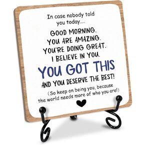 Inspirational Wooden Table Signs, 4 x 4 x 0.2 Inch Desk Decor Wood Plaque With Stand, I believe in you, you got this, Unique Gift Idea for Women Men Family School Teen Friend Coworker Home Office-11 in Saudi Arabia