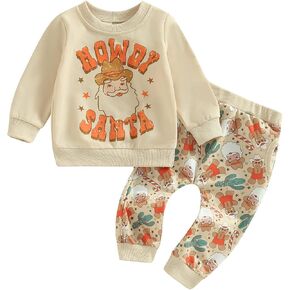 Omkzanbi 2Pcs Baby Boy Fall/Winter Clothes Long Sleeve Pullover Sweatpants Crewneck Sweatshirt Joggers Pants Western Outfit