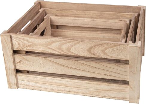 مجموعة صناديق تخزين خشبية من أوزياس مكونة من 3، صناديق تعشيش حديثة للمزرعة بمقابض وفنون وحرف يدوية، صندوق ديكور، ديكور مزرعة لغرفة المعيشة والحمام والمطبخ وغرفة النوم in Kuwait